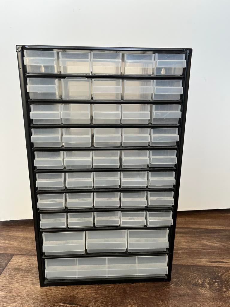 Ladekast, sorteerkast, opbergkast, 44, metaal, zwart, Raaco, Huis en Inrichting, Kasten | Ladekasten, Ophalen, Minder dan 50 cm