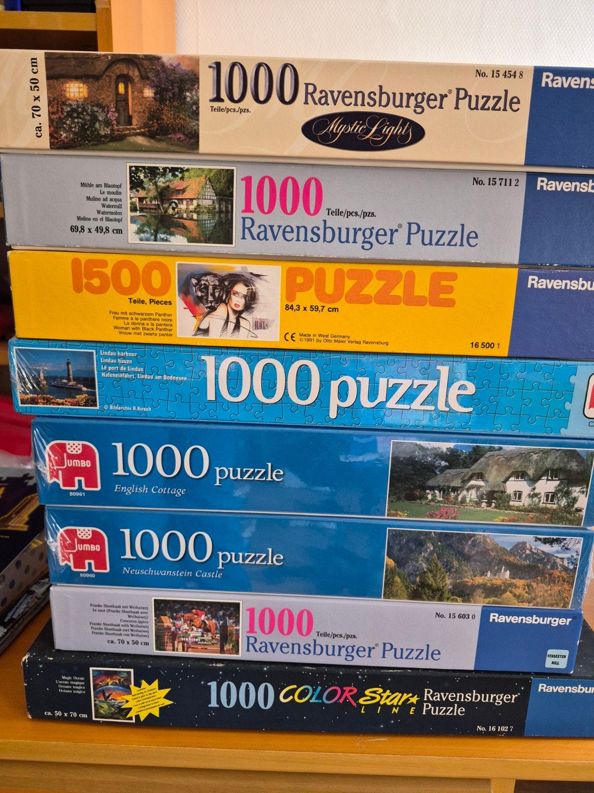 puzzels 1000 en 1500 stukjes Ravensburger en Jumbo, Ophalen, 500 t/m 1500 stukjes, Gebruikt