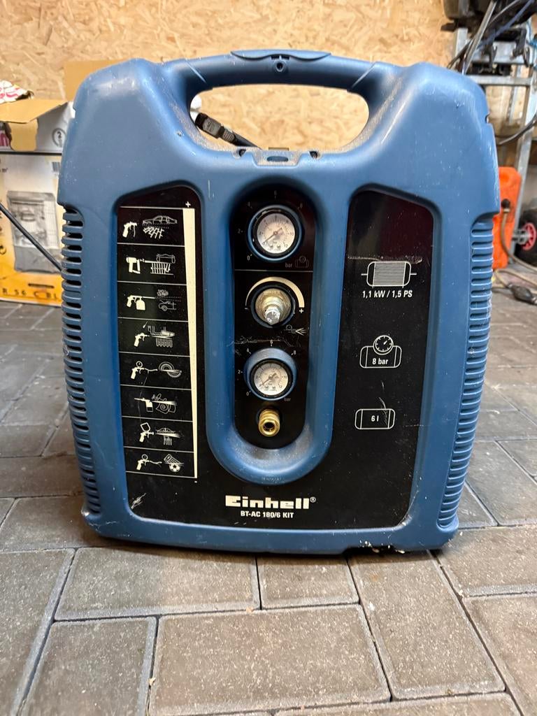 Einhell BT-AC 180/6 kit compressor 6l, 8 bar, Ophalen, Gebruikt, 6 tot 10 bar, Minder dan 25 liter