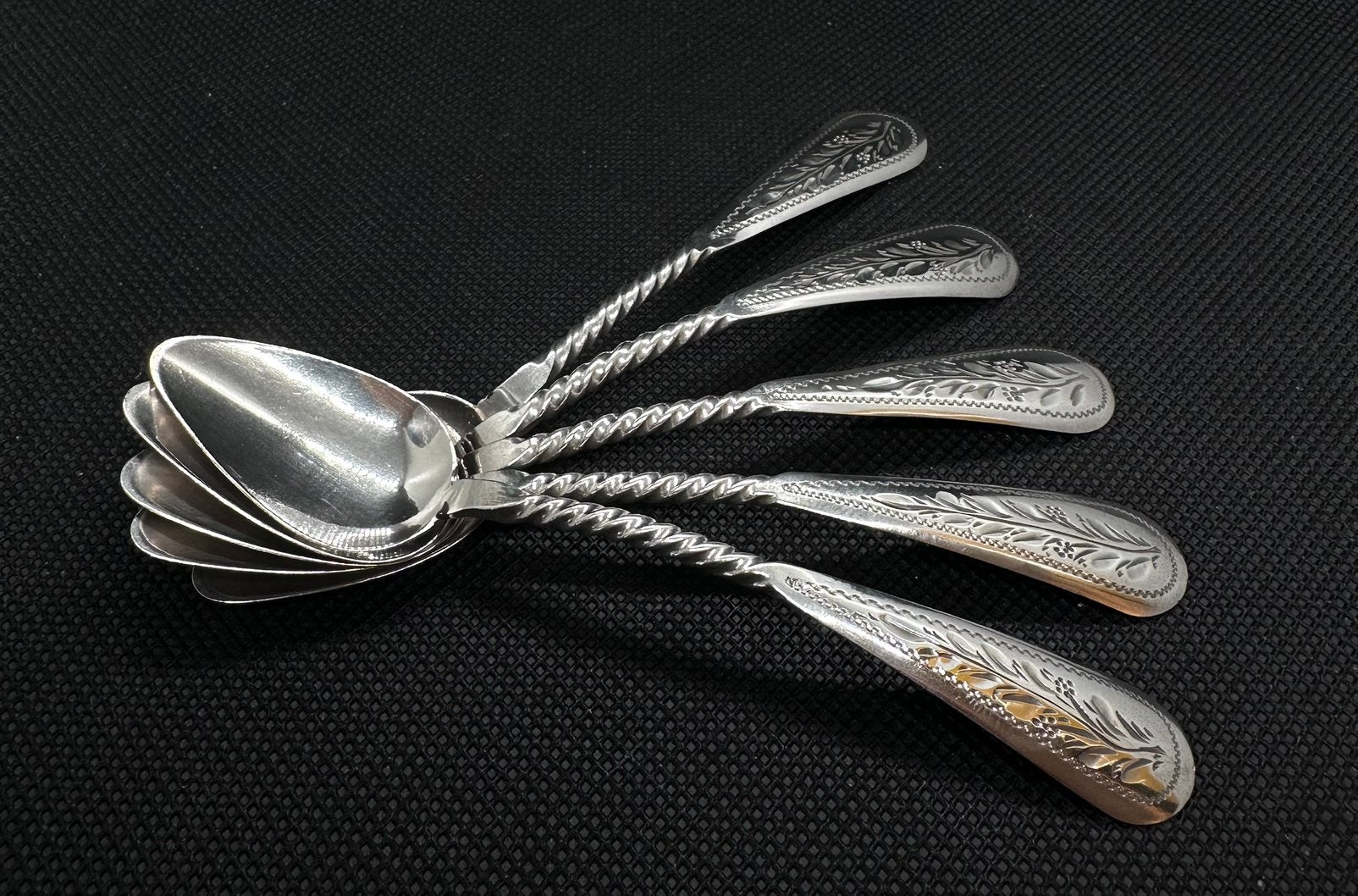 5 biedermeier zilveren lepeltjes, Ophalen of Verzenden, Zilver