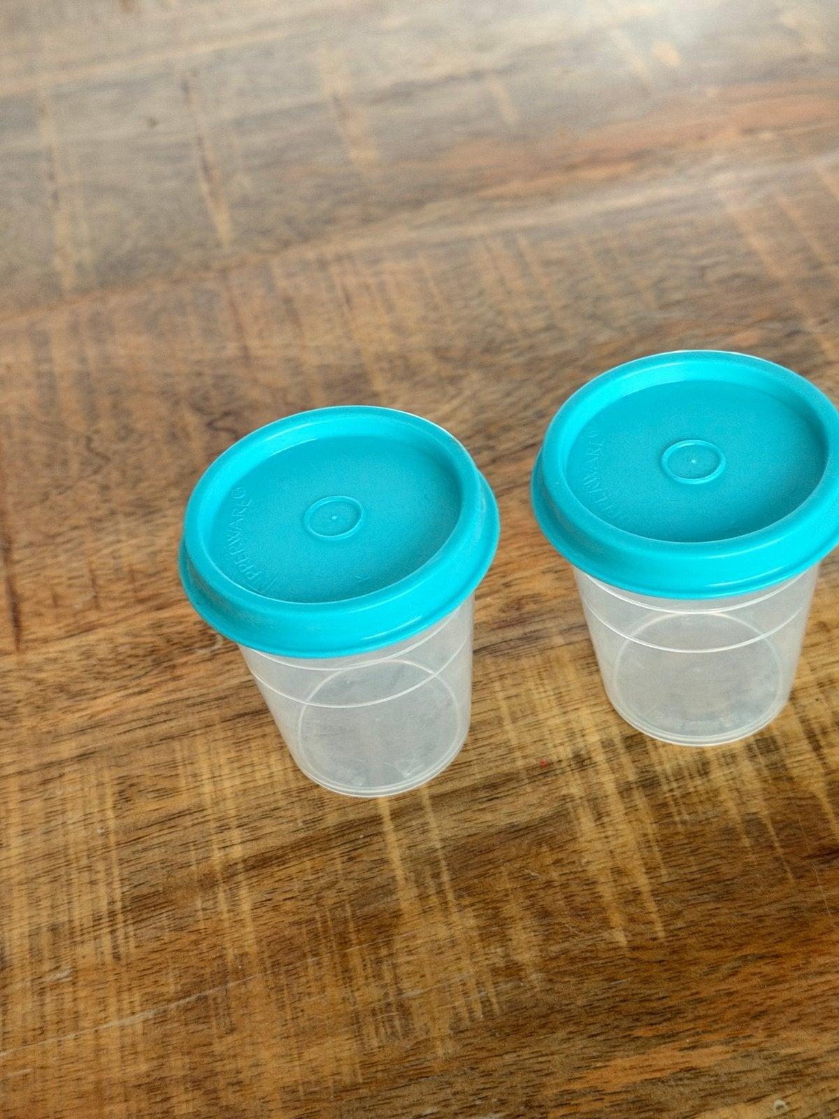 Tupperware bewaarbakjes met deksel - 2 stuks, Gebruikt, Bewaardoos, Blauw, Ophalen of Verzenden