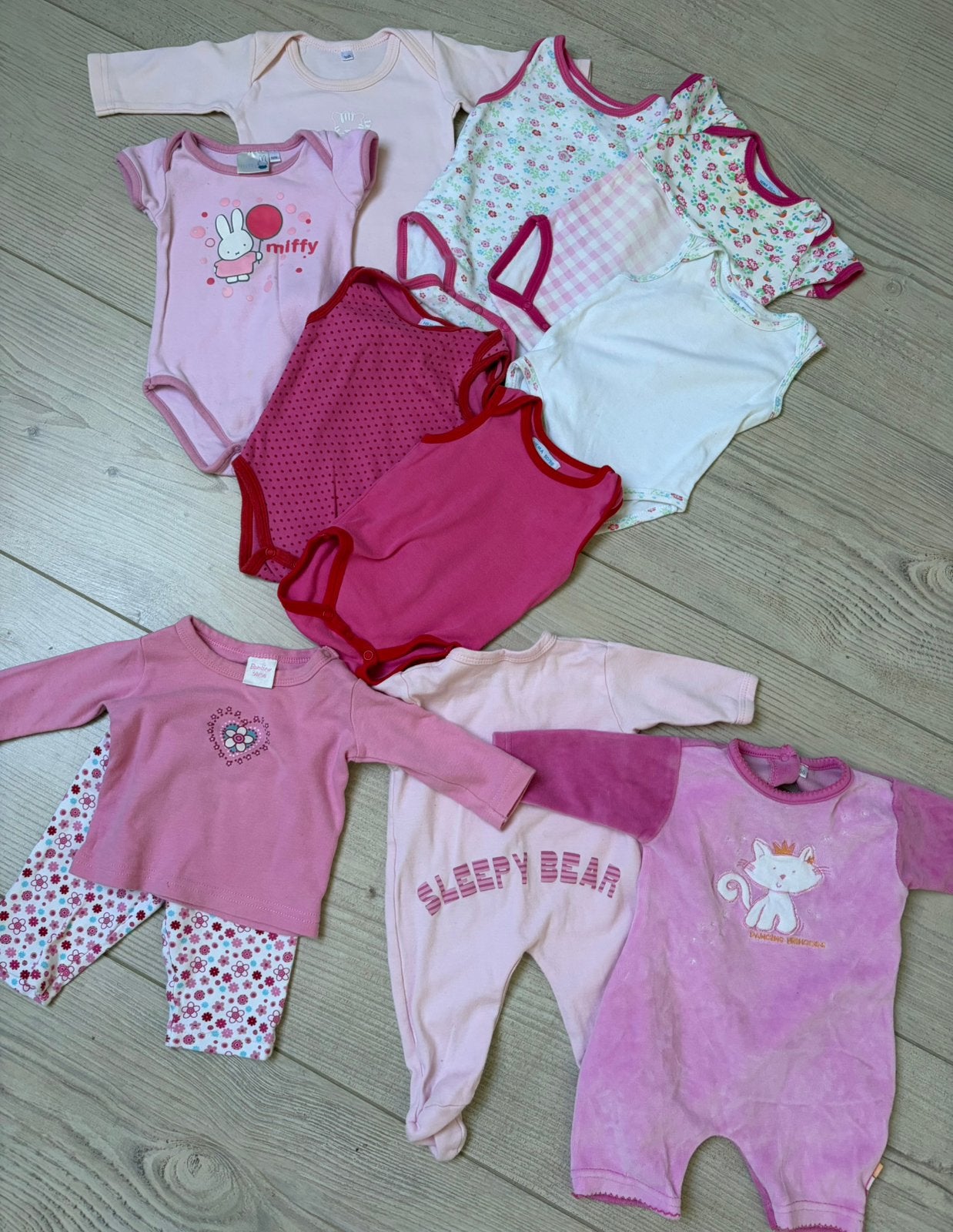 Pakket rompers, bixpakjes en pyjamaa maat 50/56, Ophalen of Verzenden, Zo goed als nieuw, Maat 50