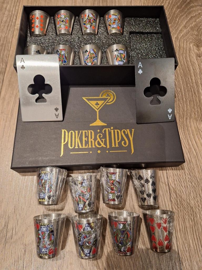Poker & Tipsy Borrelglaasjes Set - Nieuw, Verzamelen, Ophalen of Verzenden, Nieuw, Borrel- of Shotglas