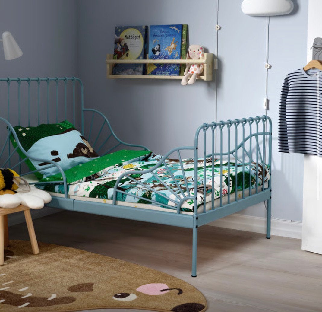 Ikea kinderbed blauw, Ophalen, 70 tot 85 cm, Zo goed als nieuw, Lattenbodem