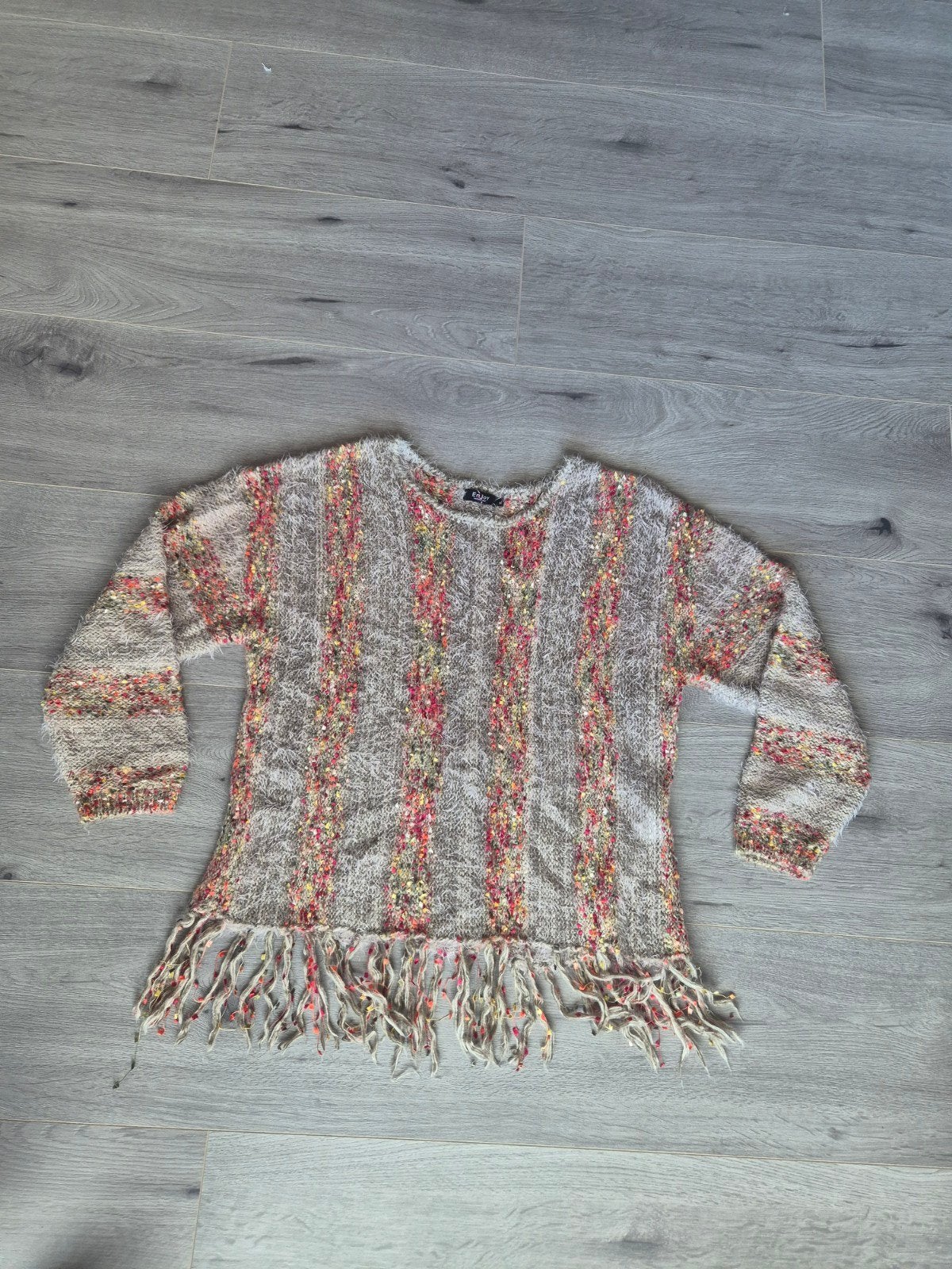 EnJoy Pluizige Trui met Franjes & Kleurrijke XL, Kleding | Dames, EnJoy Womenswear, Meerkleurig, Maat 46/48 (XL) of groter, Ophalen of Verzenden