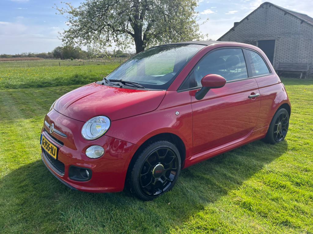 Fiat 500 1.2 Cabrio Rood 2013 Leder/Sport/Airco, Auto's, Voorwielaandrijving, 4 cilinders, Leder, Handgeschakeld