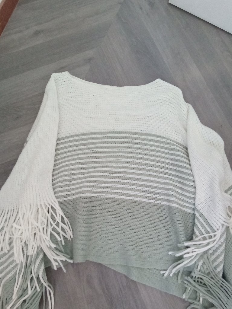 Old Khaki gebreide poncho met franjes, Maat 38/40 (M), Ophalen of Verzenden, Zo goed als nieuw, Old Khaki