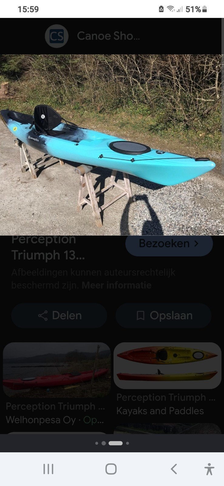Perception 13 sit on top kajak, Watersport en Boten, Kano's, Ophalen, Zo goed als nieuw, Eén persoon, Kajak