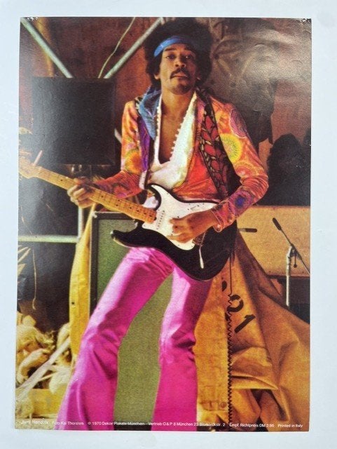 poster Jimi Hendrix 1970, Ophalen of Verzenden, Zo goed als nieuw, A1 t/m A3, Film en Tv