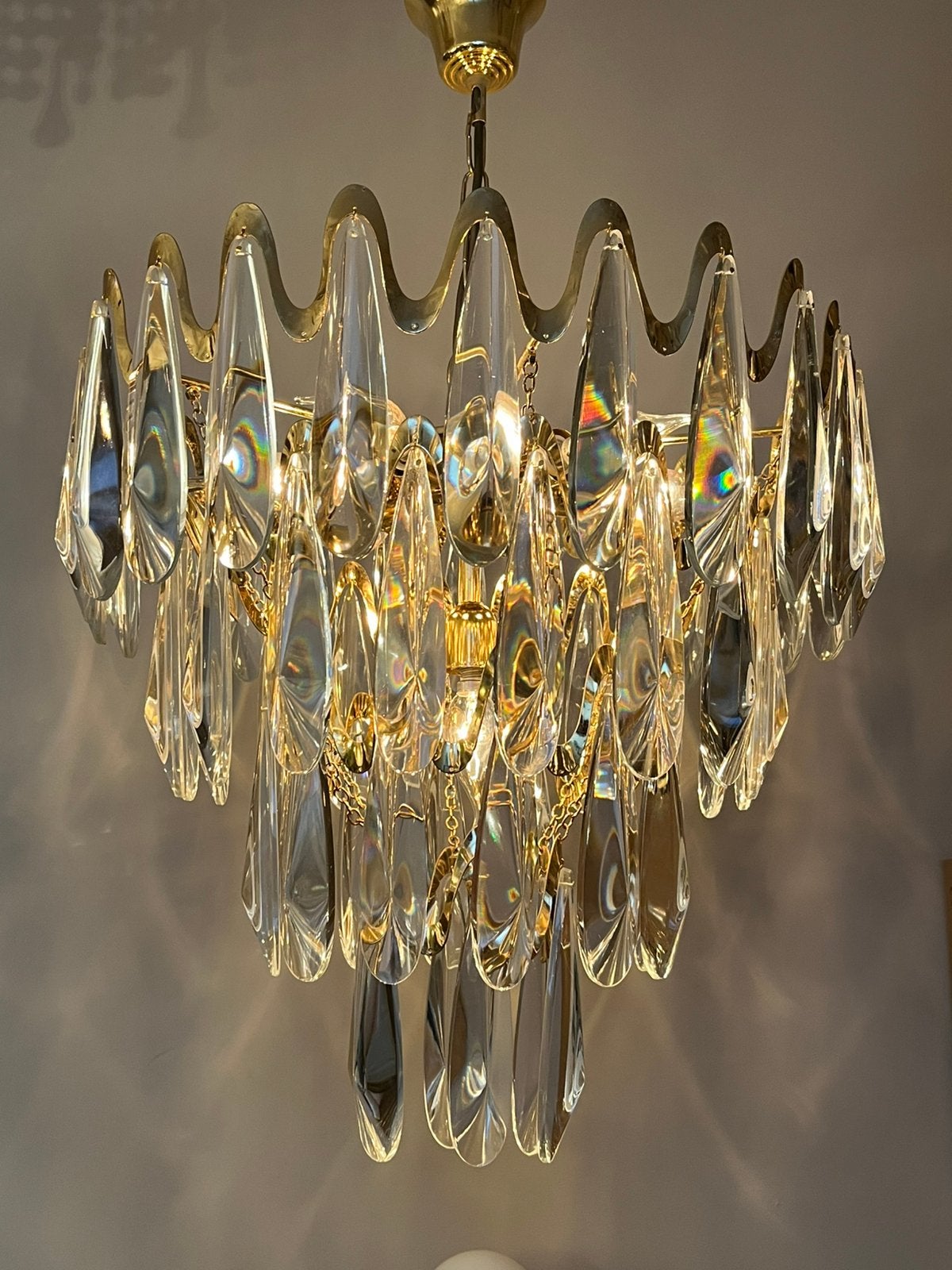 Art deco stijl jaren 70 kroonluchter hanglamp mid century, Ophalen of Verzenden, Vintage, Vintage, Vintage