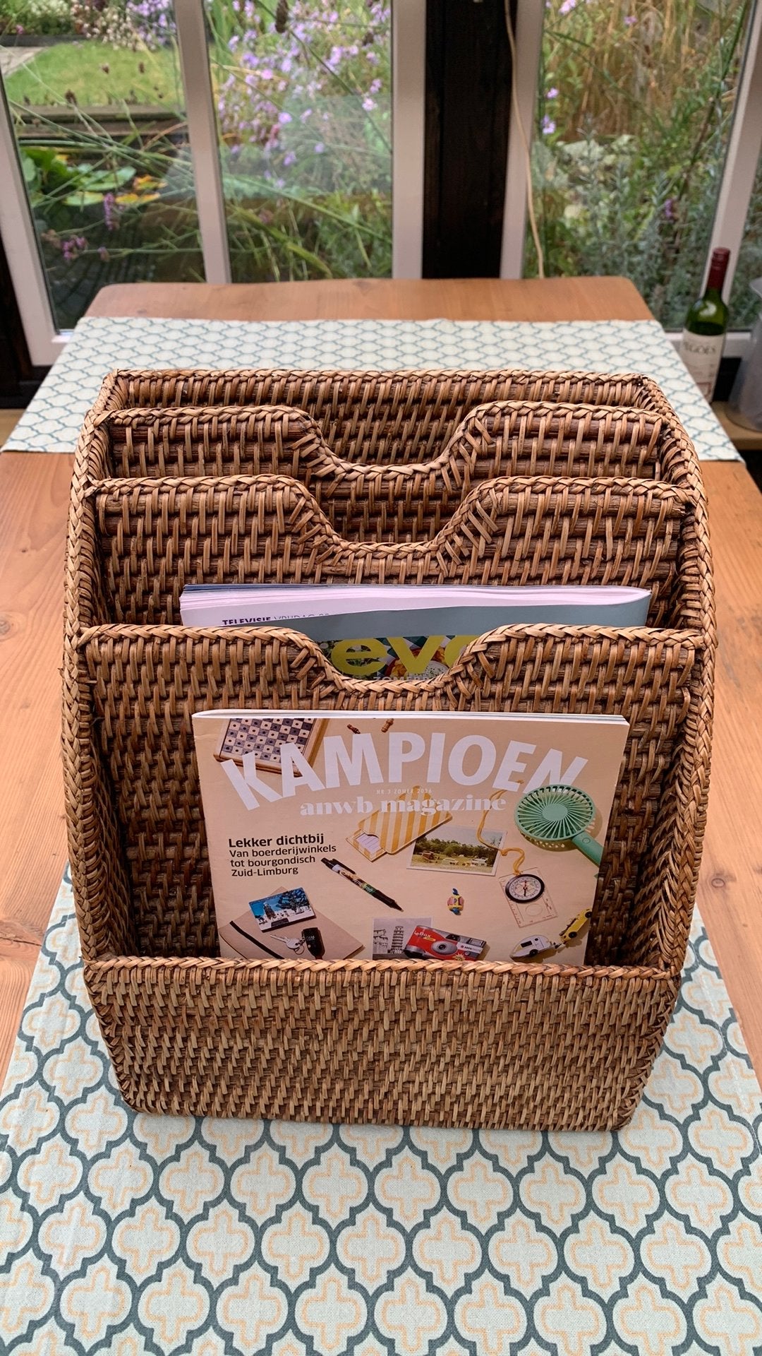 Birma riet lectuurmand met 4 vakken, Ophalen of Verzenden