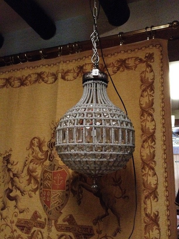 Nieuwe nikkel hanglamp LUCHTER Eichholtz model Emperor2, Huis en Inrichting, Eichholtz, Nieuw, Glas, Info@eichholtz.com