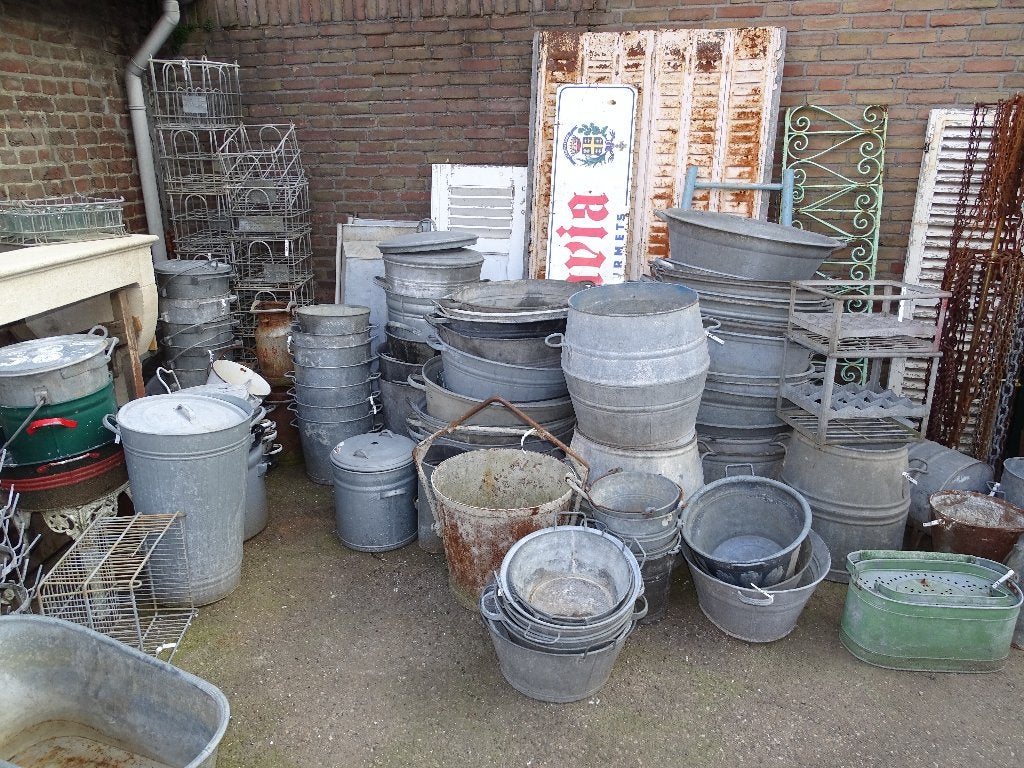 zinken emmer vuilnisemmer teil bad kuip zeef, Antiek en Kunst, Curiosa en Brocante, Ophalen