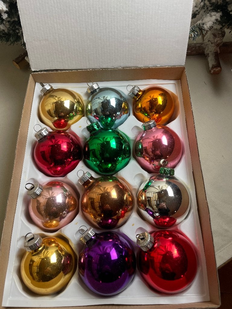 Oude grote gekleurde uni kerstballen, Ophalen of Verzenden, Gebruikt