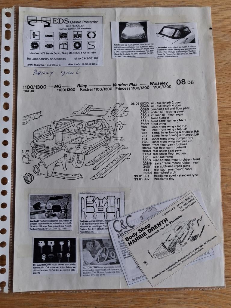 Technische info MorrisAustin., Ophalen of Verzenden