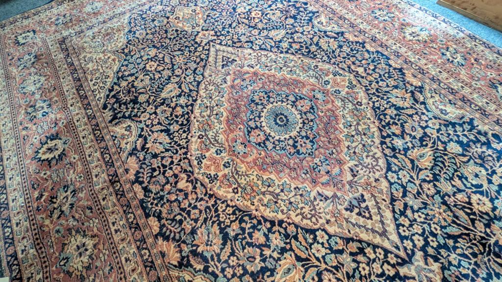 Vintage Louis de Poortere Sherazad tapijt - 200x300 cm, Ophalen, Gebruikt, Oosters, Klassiek, Vintage, Blauw