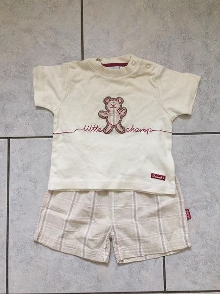 Off white shirtje + beige geruit broekje ZIP ZAP mt 80 zgan, Zip Zap, Ophalen of Verzenden, Zo goed als nieuw, Setje