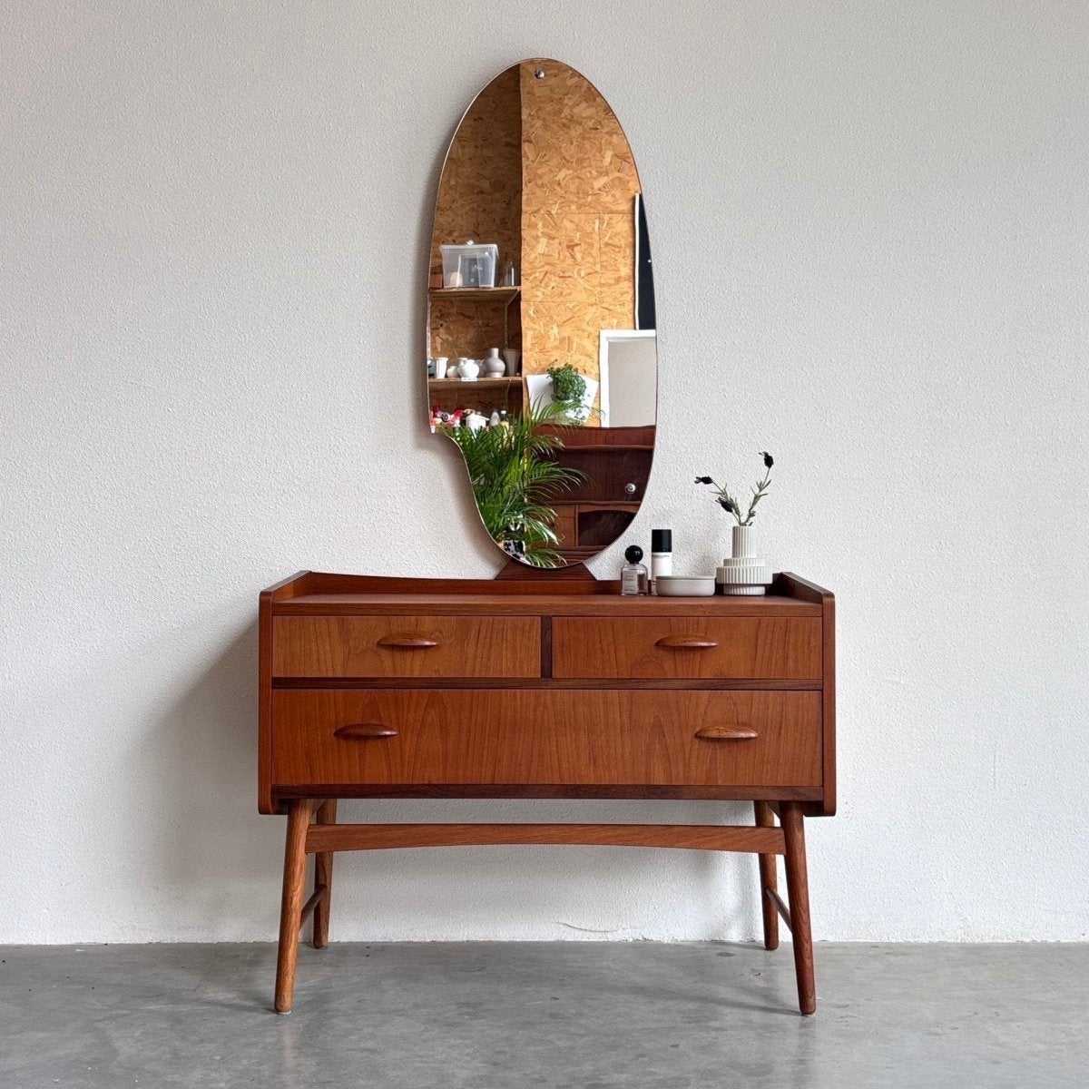 VINTAGE | KAPTAFEL | DEENS | TEAK | SPIEGEL | KAST, Ophalen, Gebruikt, 50 tot 100 cm, Deens vintage