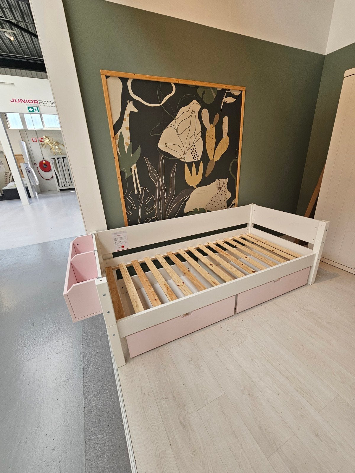 Manis h bed met lades en opbergbakje, wit/roze, Ophalen