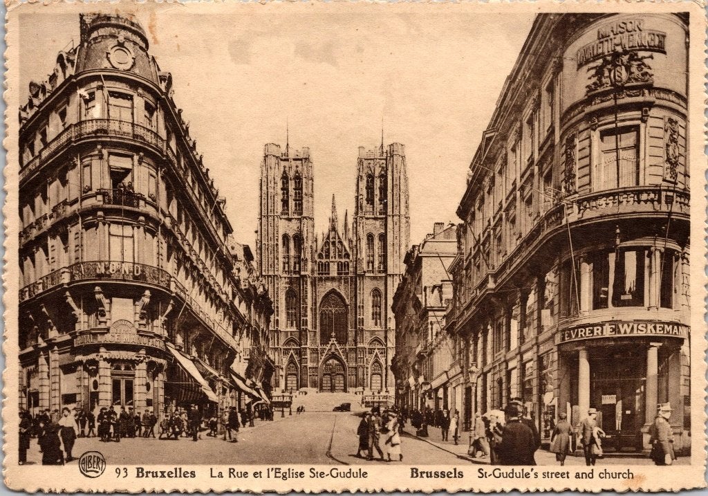 Brussel België - 12 antieke postkaarten Kathedraal V, Verzenden, 1920 tot 1940, Gelopen, Brussel (Gewest)