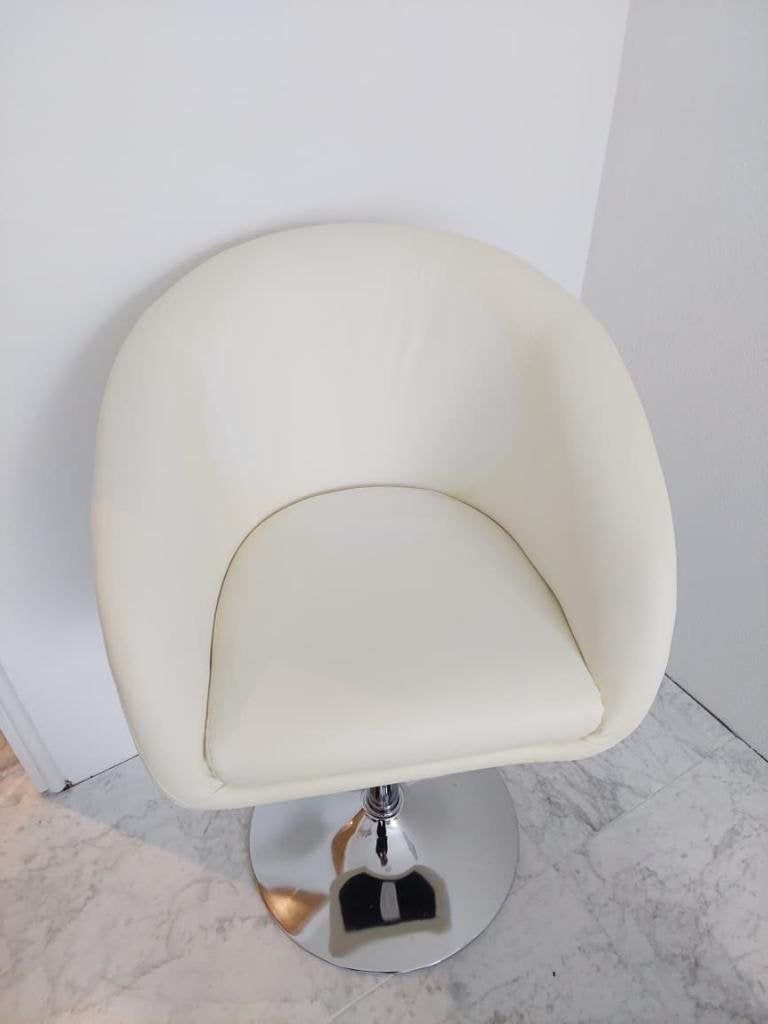 Luxe Witte Make-up Stoel / Kaptafelstoel / Barkruk, Ophalen, Draaibaar, 60 tot 90 cm, Zo goed als nieuw