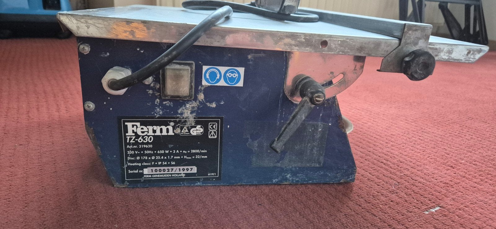 Te koop tegelzaagmachine, Doe-het-zelf en Verbouw, Gereedschap | Zaagmachines, Ophalen, Minder dan 30 mm, Gebruikt, Overige typen