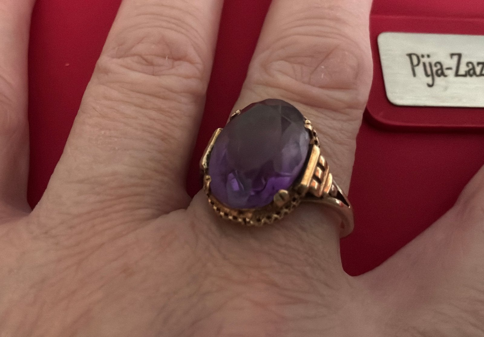 Bijzonder antieke gouden ring facetgeslepen Amethist 14 kar, Sieraden, Tassen en Uiterlijk, Ringen, 18 tot 19, Verzenden, Zo goed als nieuw