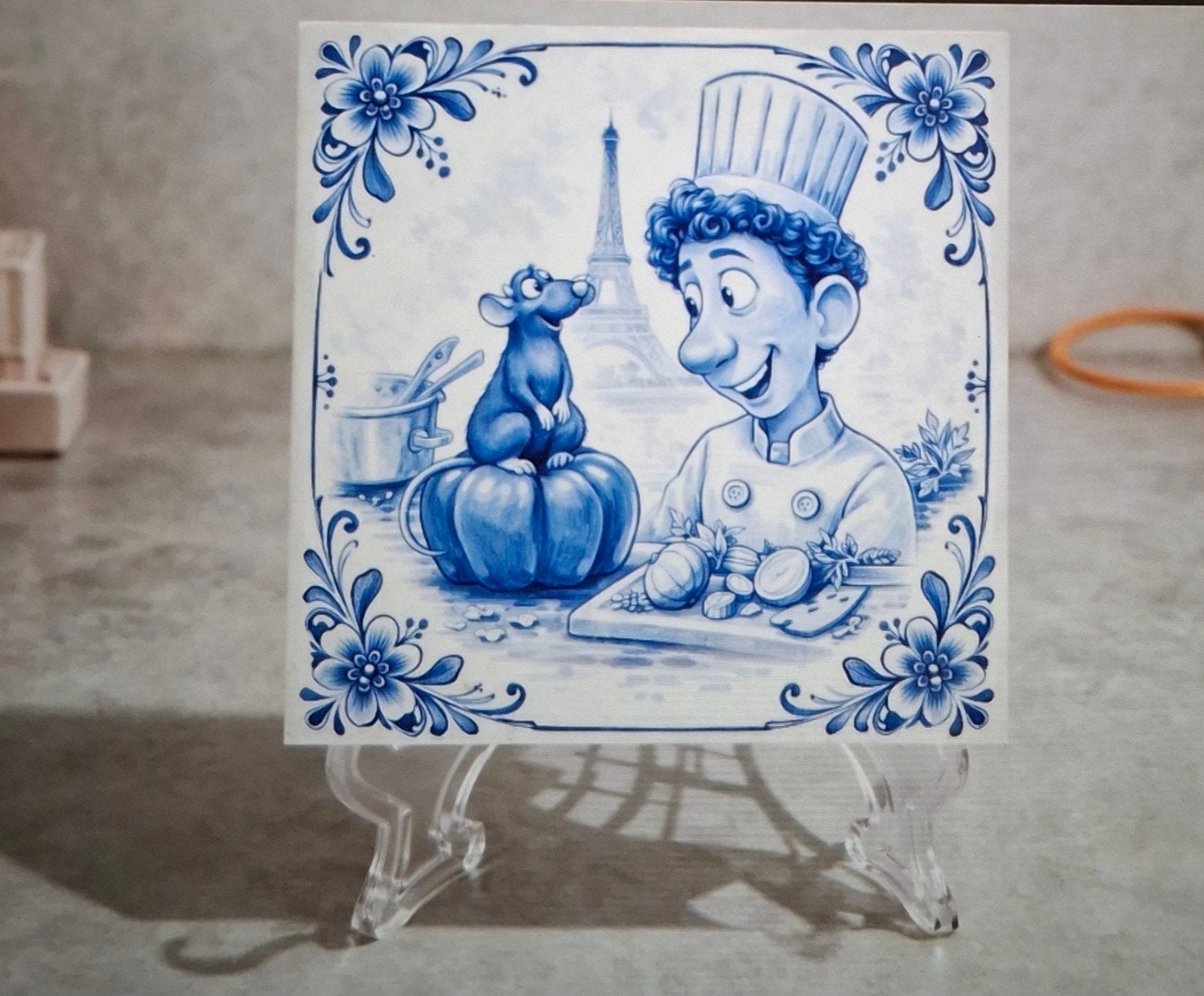 Keramische decoratie tegel Ratatouille 15x15 cm, Antiek en Kunst, Antiek | Wandborden en Tegels, Ophalen of Verzenden
