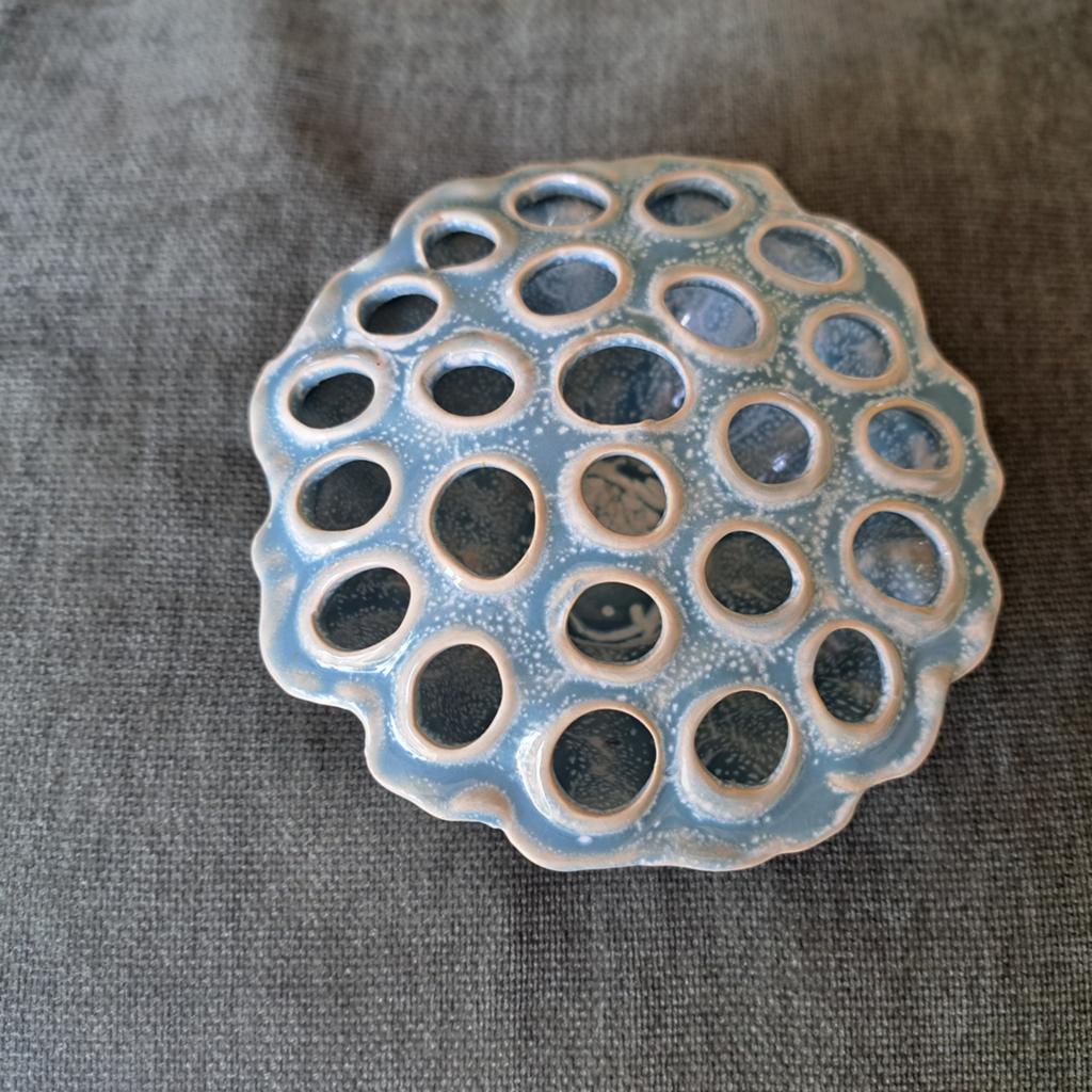 Lotus vaas Des Pots blauw, Ophalen of Verzenden, Zo goed als nieuw, Aardewerk of Porselein, Minder dan 50 cm
