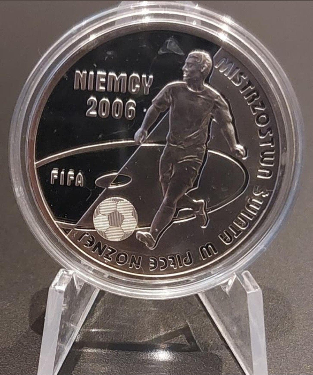 Zilveren Poolse munt 10 Zloty FIFA WK 2006 (14.14 gram), Verzenden, Polen, Losse munt, Zilver