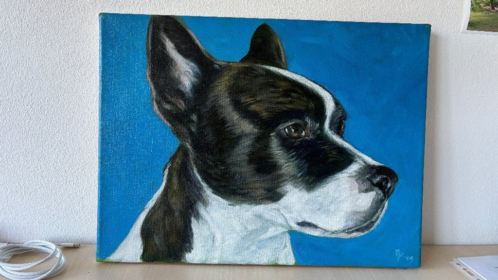 Honden portret in olieverf, Ophalen of Verzenden, Zo goed als nieuw