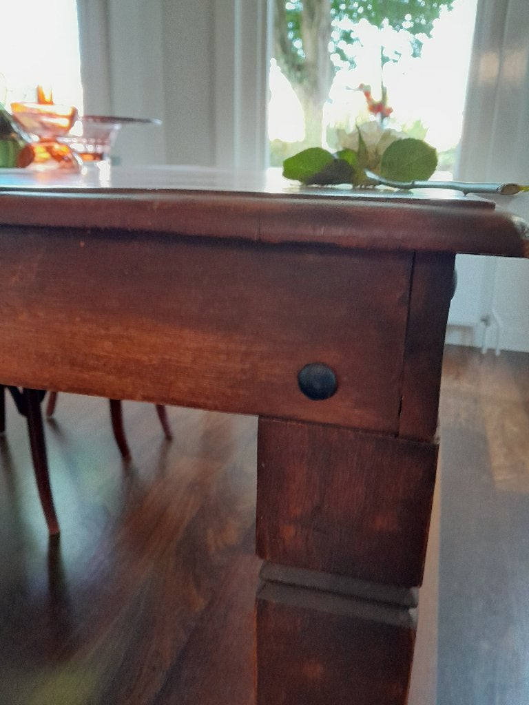 Vintage masiefhouten  (Mango??)  Eetkamertafel, Ophalen, Gebruikt, 50 tot 100 cm, Vijf personen of meer