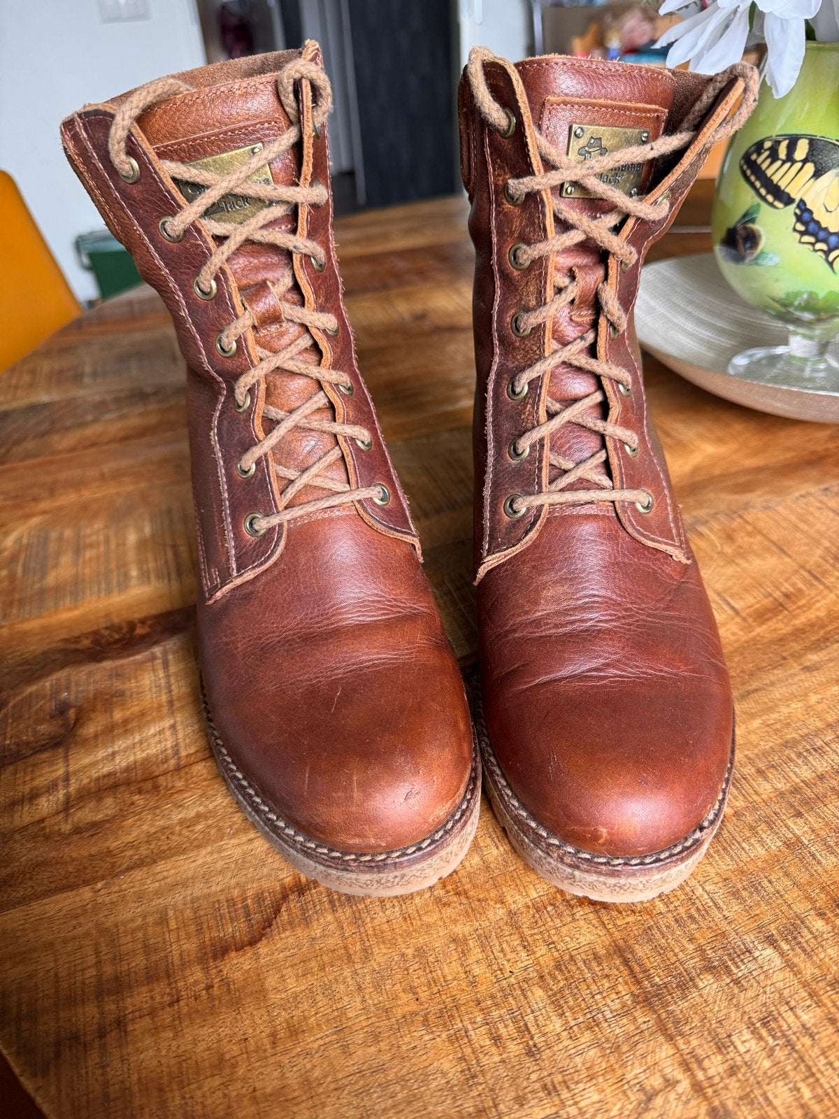 Panama Jack bruine leren veterlaarzen, Kleding | Dames, Ophalen of Verzenden, Gedragen, Bruin, Lage of Enkellaarzen