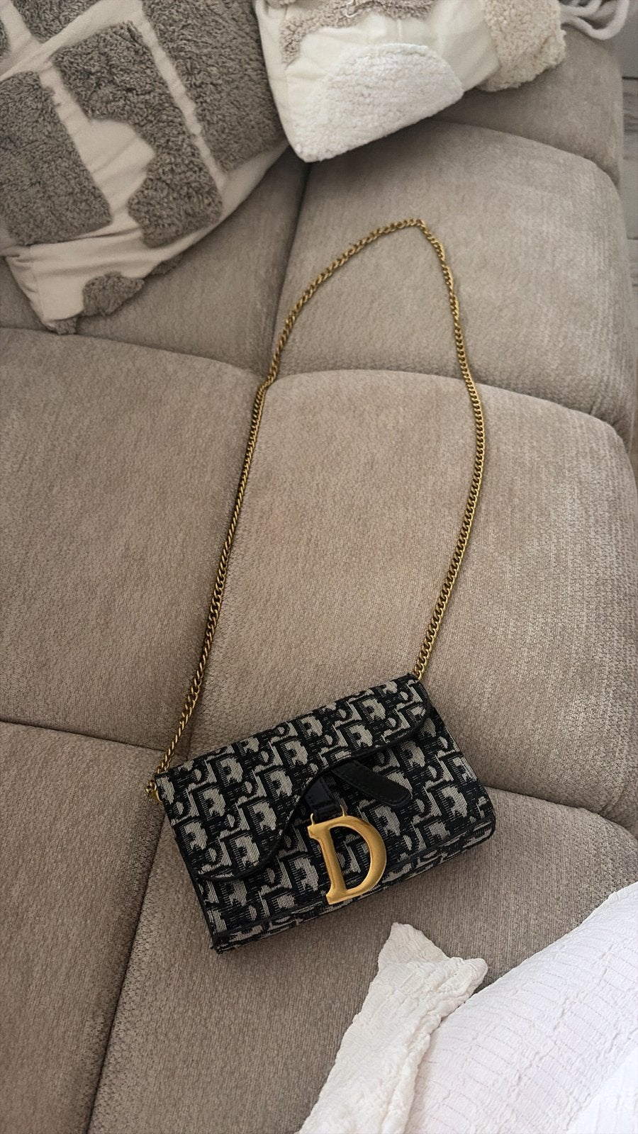 CD tasje zwart blauw lange riem strap, Ophalen of Verzenden, Zo goed als nieuw, Blauw, Schoudertasje