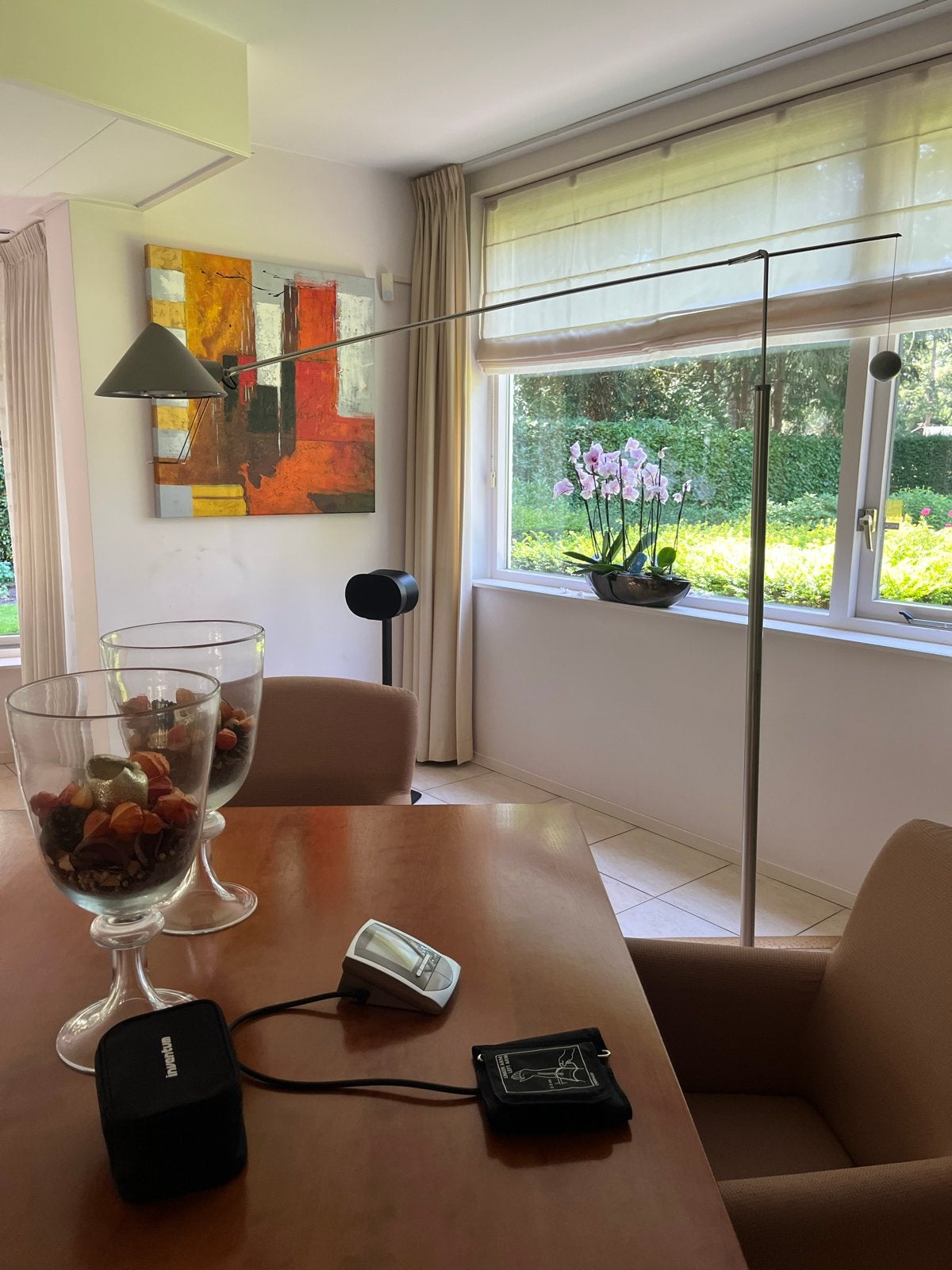 Moderne booglamp/vloerlamp, metaal, verstelbaar, Huis en Inrichting, Ophalen, Gebruikt, E27 (groot), Metaal