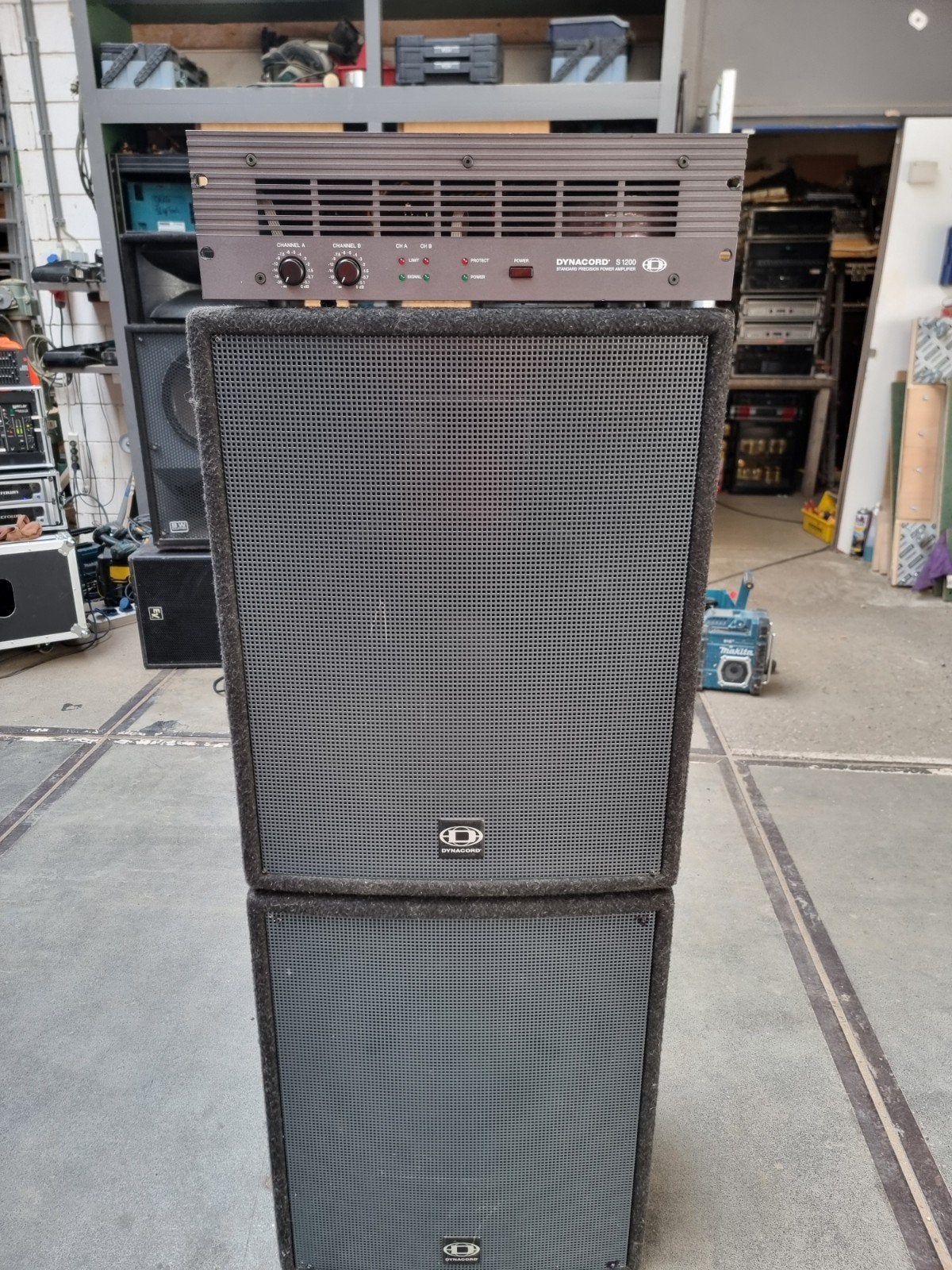 Dynacord S1200 Versterker met 2x A152 Luidsprekers, Gebruikt, Overige typen, 120 watt of meer, Ophalen