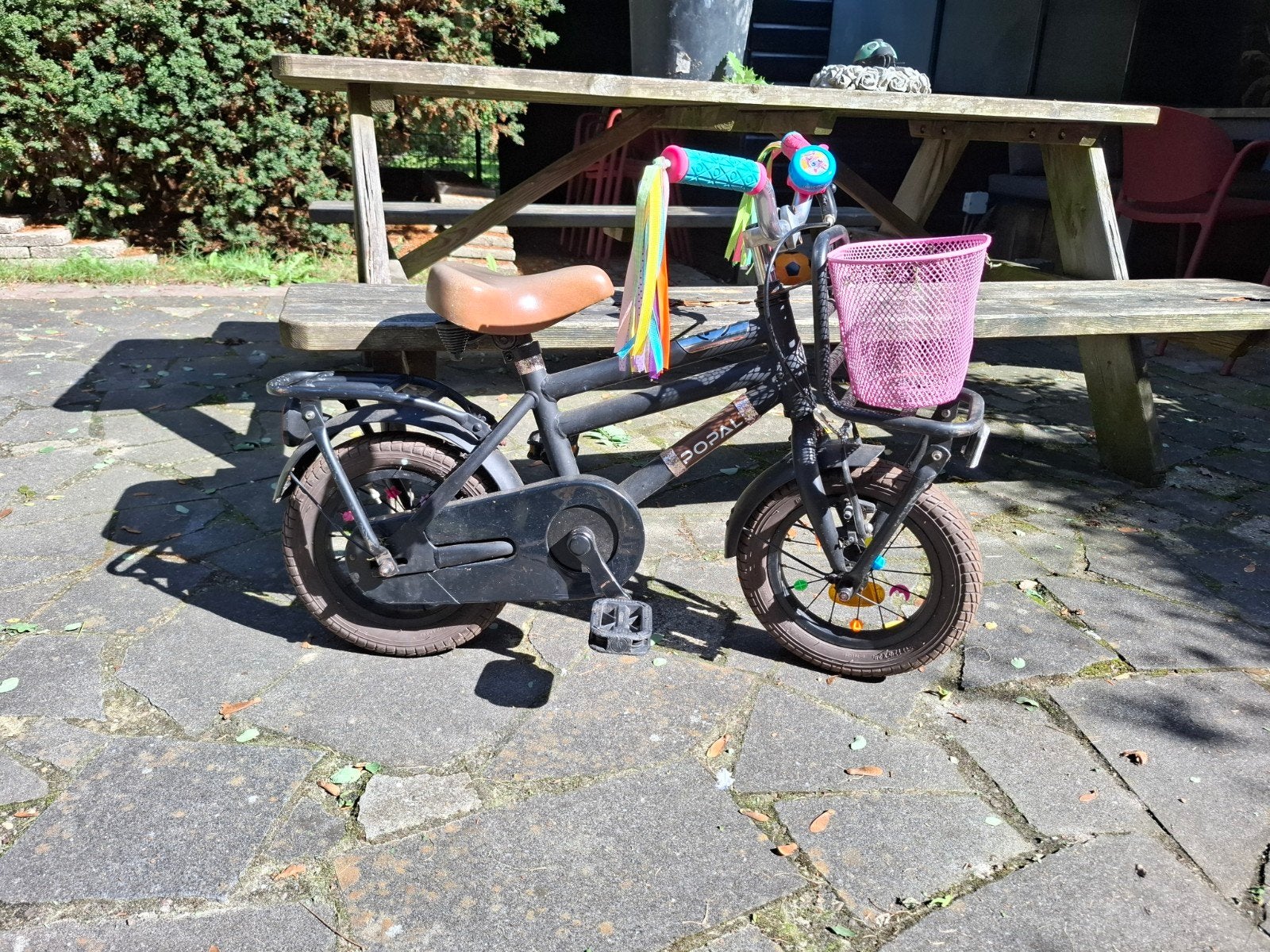 Popal kinderfiets 12,5 inch, Ophalen, Terugtraprem, Zijwieltjes, Gebruikt