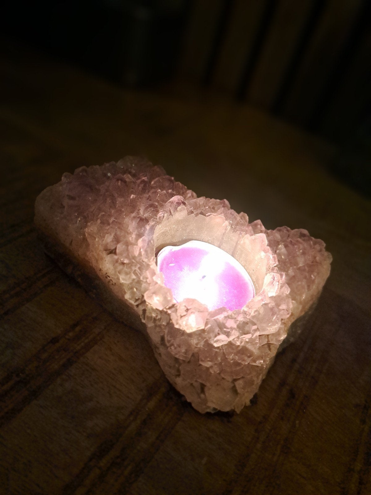 Amethist theelichtbrander, Ophalen of Verzenden, Mineraal