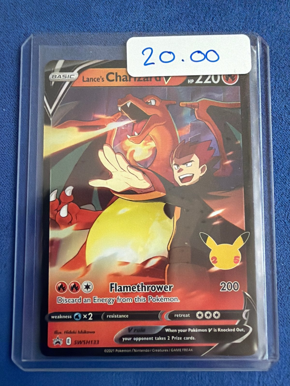 Lance's Charizard V SWSH133 Pokémon Kaart, Ophalen of Verzenden, Zo goed als nieuw, Losse kaart
