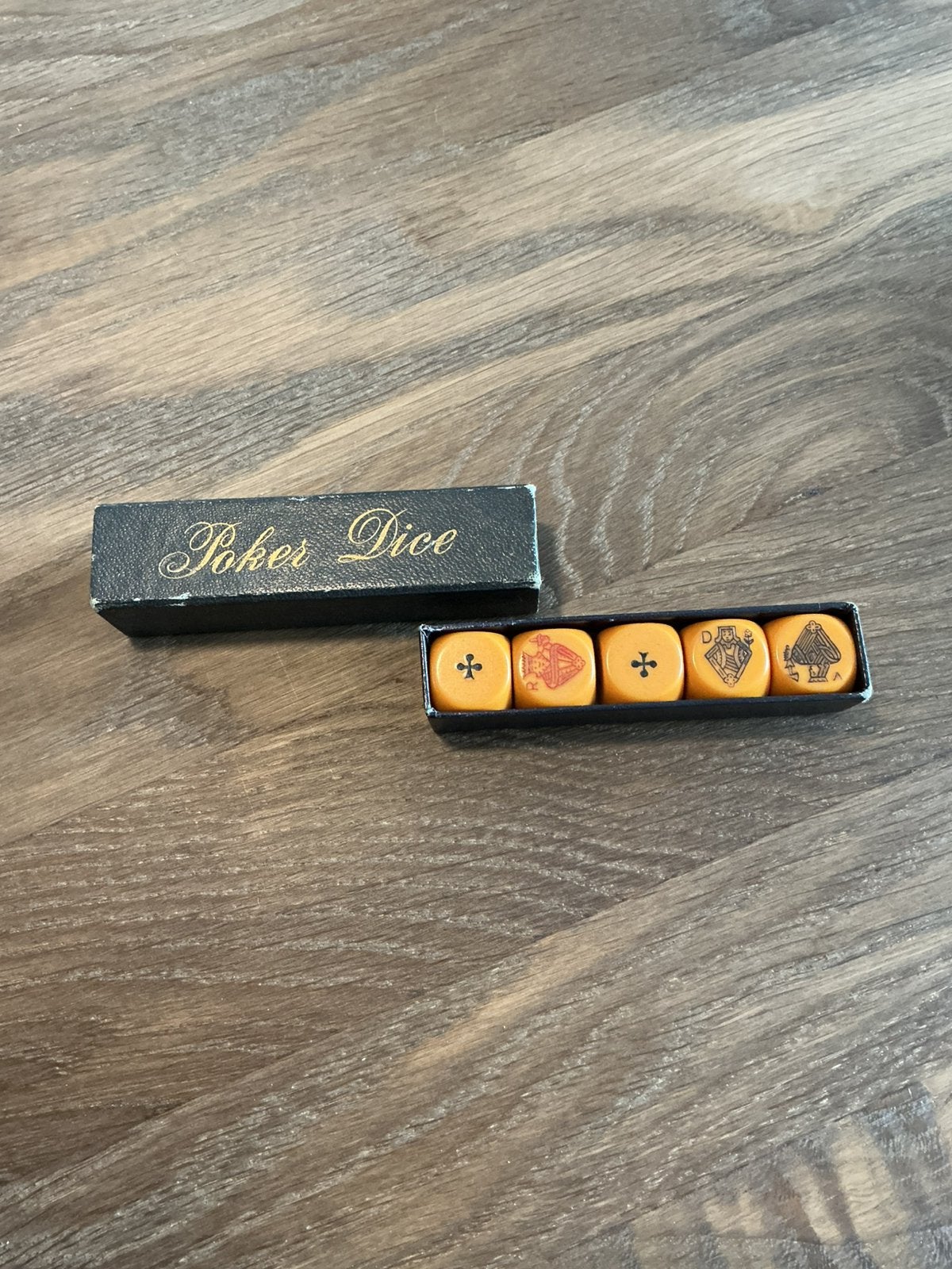 Oude Poker Dobbelstenen / Poker Dice (Jaren 40/50 ), Ophalen of Verzenden, Zo goed als nieuw