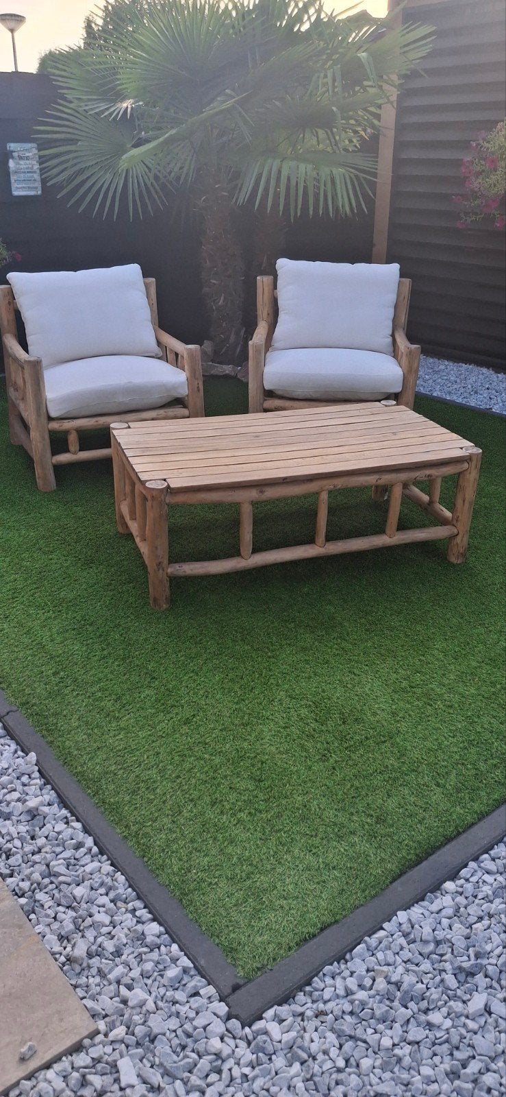 Robuuste Ibiza style  houten loungeset met salontafel, Bijzettafel, Zo goed als nieuw, Loungeset, Hout