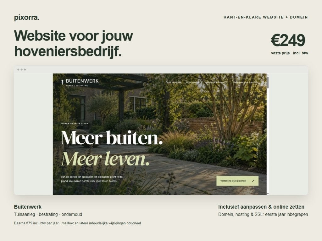 Complete hovenierwebsite + domein | €249, Website Bouw