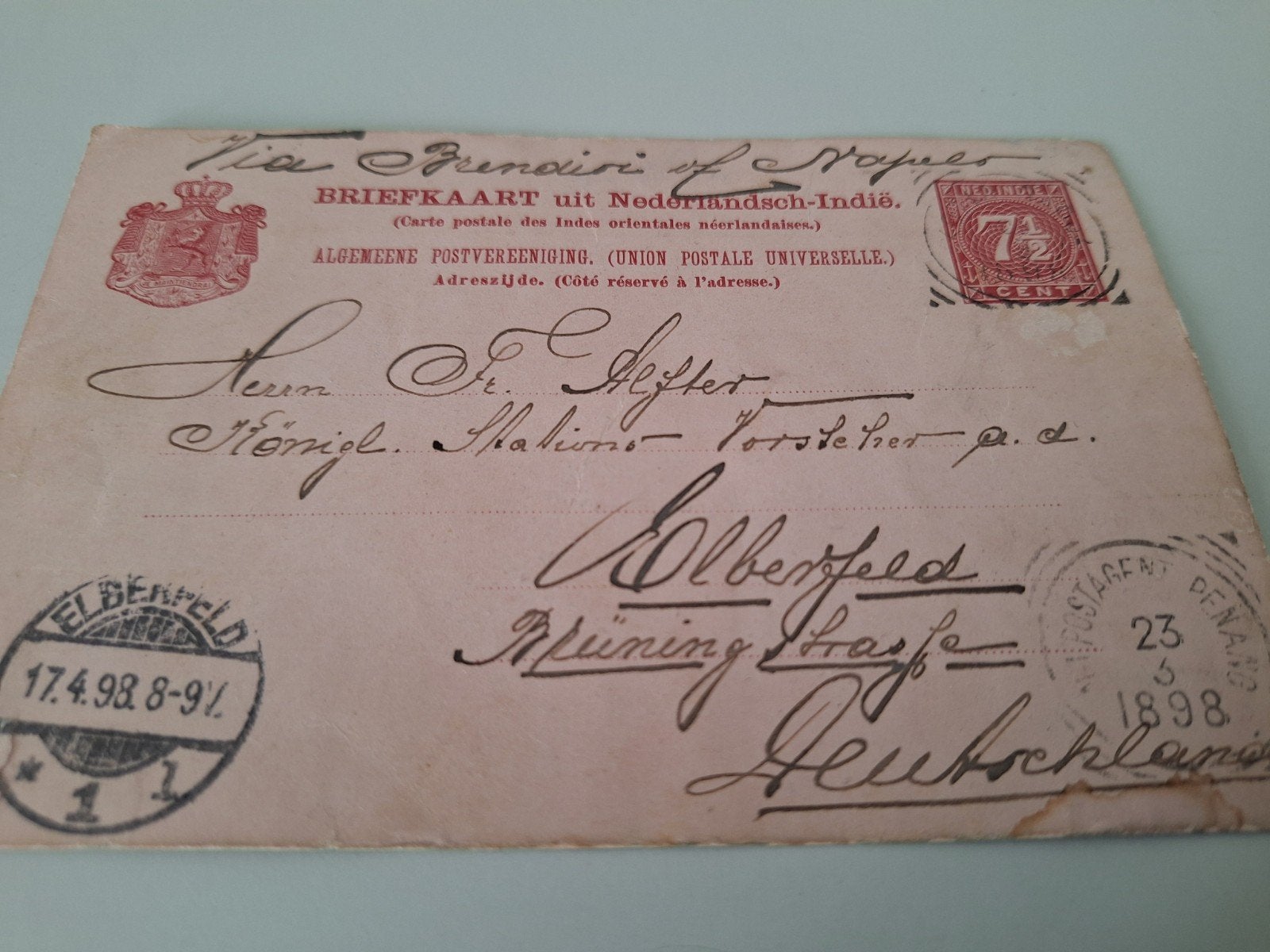 Briefkaart Nederlands Indie naar Duitsland, Ophalen of Verzenden