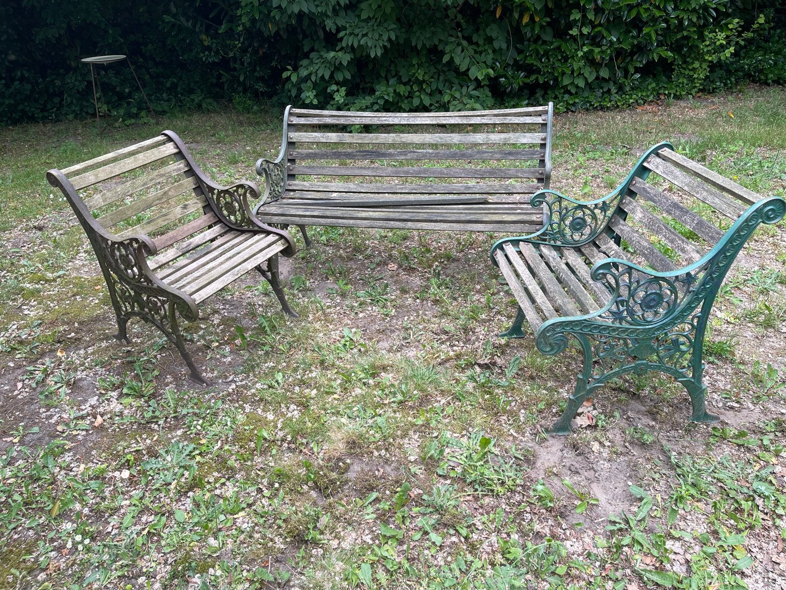 Gietijzeren Tuinbanken - Tuinstoel, Tuin en Terras, Tuinbanken, Ophalen, Gebruikt, Hout