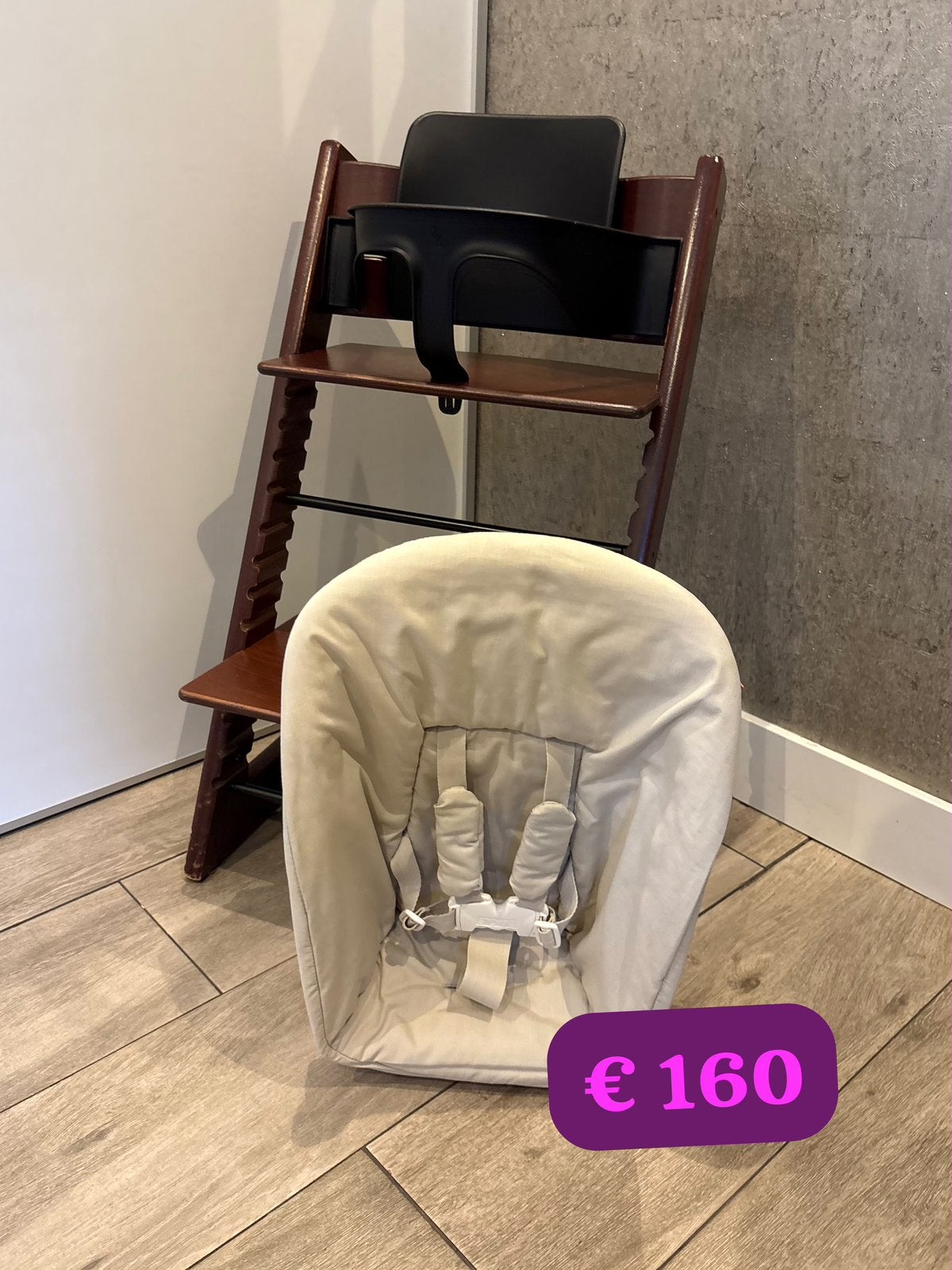 Stokke Tripp Trapp complete set + Newborn – €160, Ophalen of Verzenden, Zo goed als nieuw, Meegroeistoel