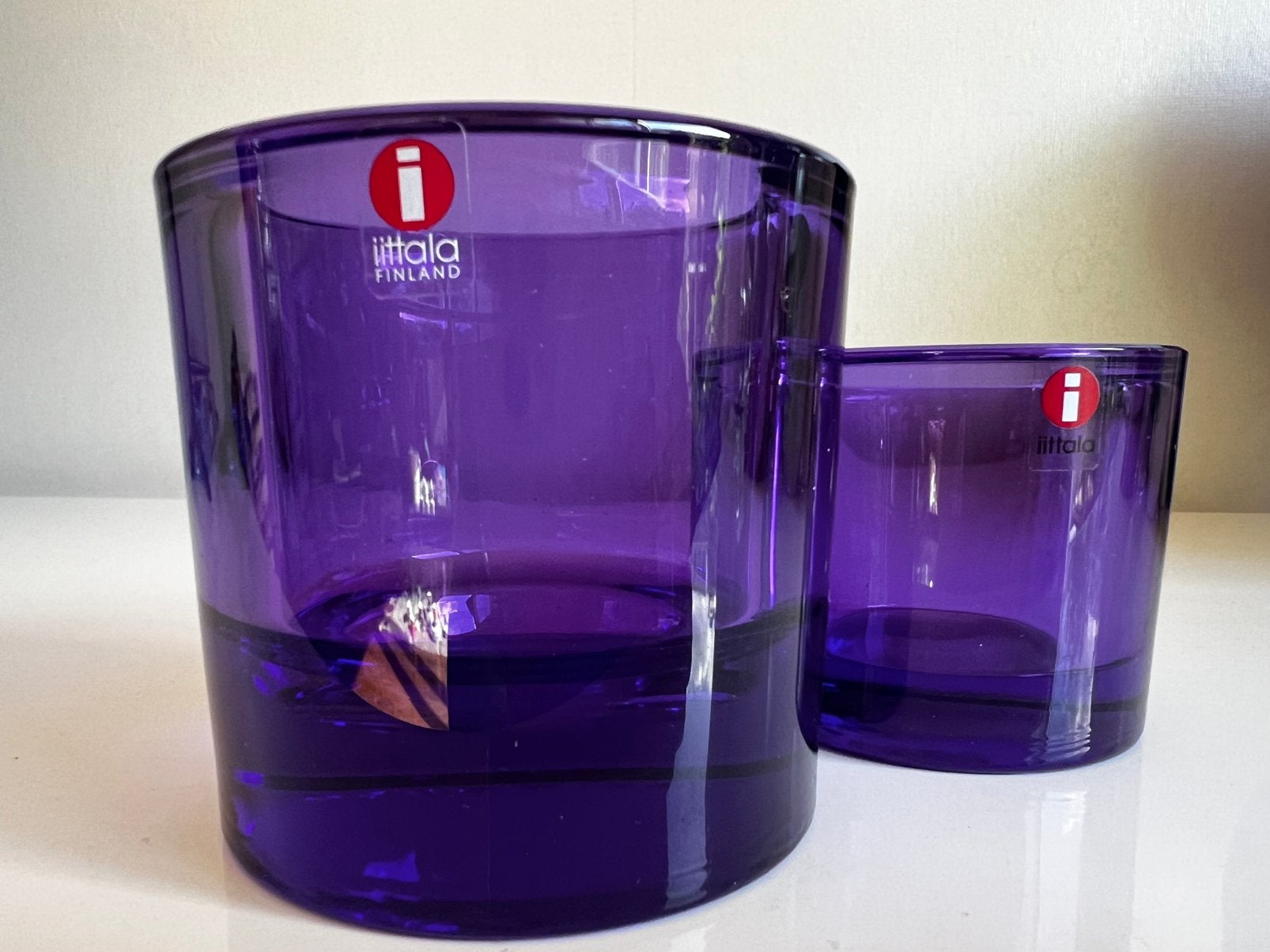 Iittala Kivi Glas Kandelaar Lilac Paars Purple 80 mm 2002, Paars, Waxinelichthouder, Nieuw, Ophalen of Verzenden
