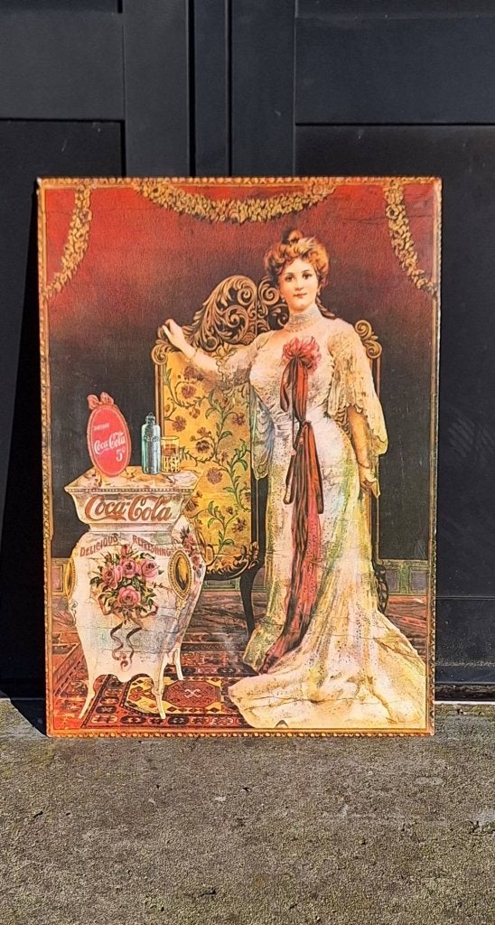 Mooie vintage blikken toonbank display Coca Cola reclame., Reclamebord, Gebruikt, ., Ophalen of Verzenden