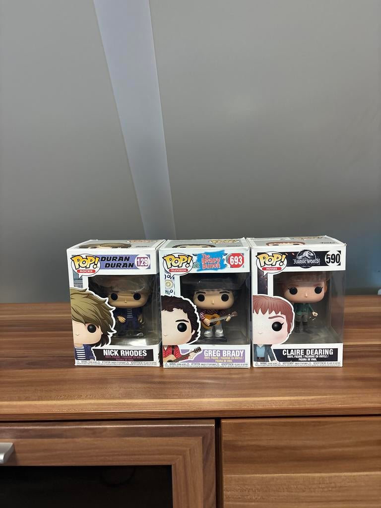 3 Funko Pops: Duran Duran, The Brady Bunch, Jurassic World, Ophalen of Verzenden, Zo goed als nieuw