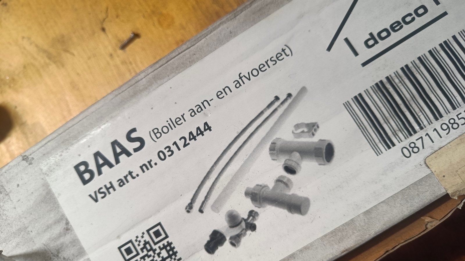BAAS BOILER AAN& AFVOER SET VAN DOECO,  SPLINTERNIEUW!, Ophalen of Verzenden, Nieuw, Onderdeel, Minder dan 3 jaar oud