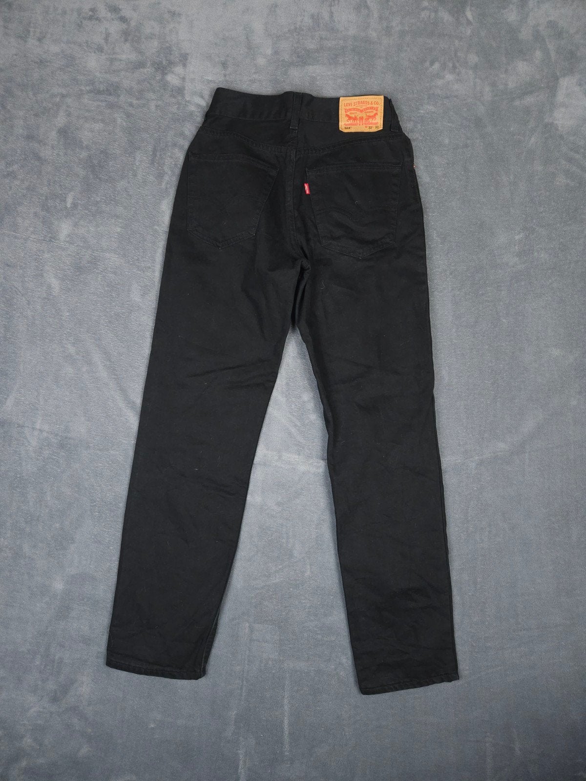 Levi 504 Broek W28 L32 Straight Fit Black Cotton Denim Jeans, Levi's, ., Zwart, W32 (confectie 46) of kleiner
